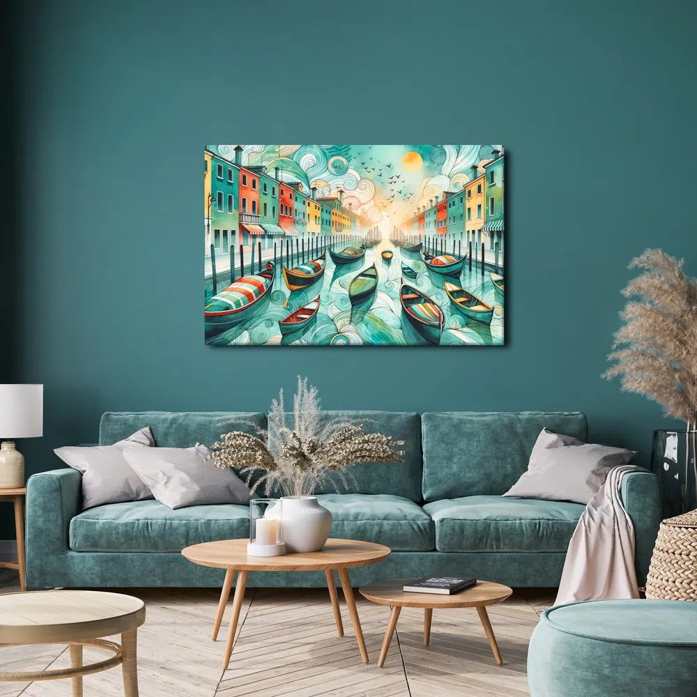 Quadro su tela – Gondole colorate nelle strade di Venezia