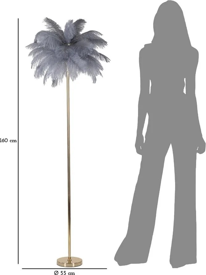 Lampada da terra grigia-oro (altezza 160 cm) Palm - Mauro Ferretti