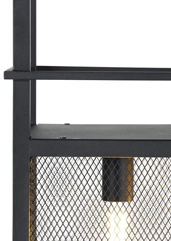 Lampada a sospensione industriale nera con rete 4 luci - Cage Rack