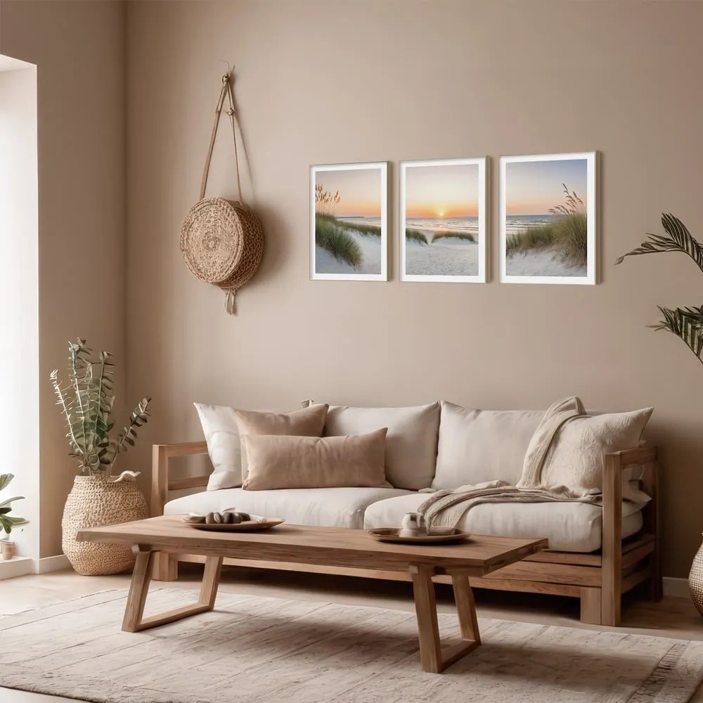 Quadri in set di 3 30x40 cm Sunrise on the Beach