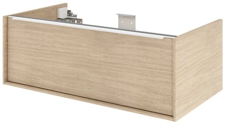 Mobile da bagno sospeso sotto lavabo L 90 x H 32 x P 48 cm noce satinato, 1 cassetto SENSEA Neo