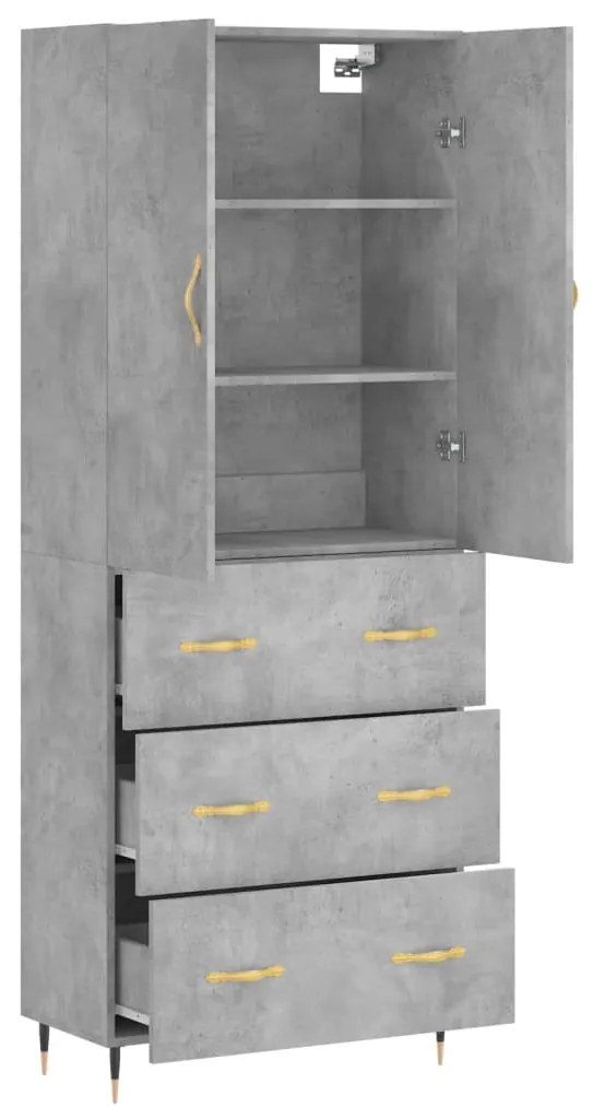 Credenza Grigio Cemento 69,5x34x180 cm in Legno Multistrato