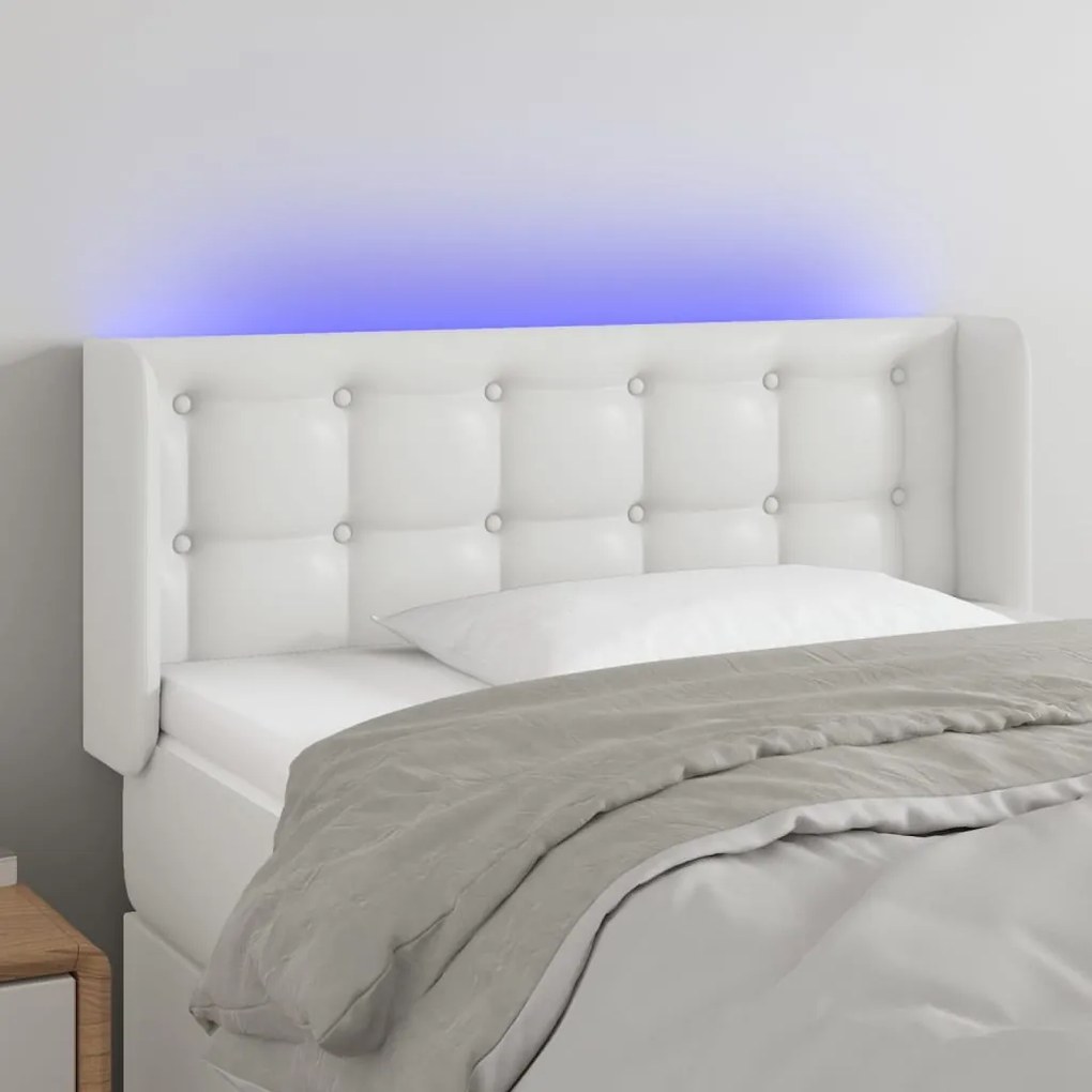 Testiera A Led Bianca 83x16x78/88 Cm İn Similpelle /