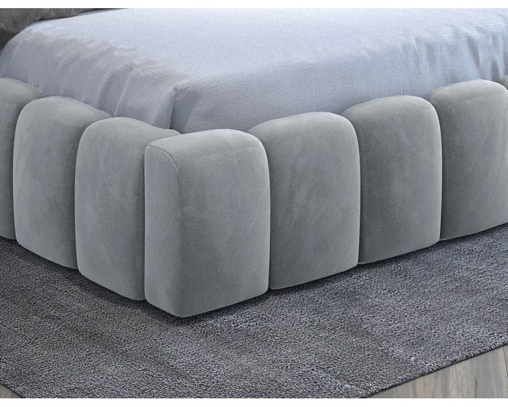 Letto matrimoniale imbottito grigio chiaro con contenitore con rete inclusa 160x200 cm Lamica – ELTAP
