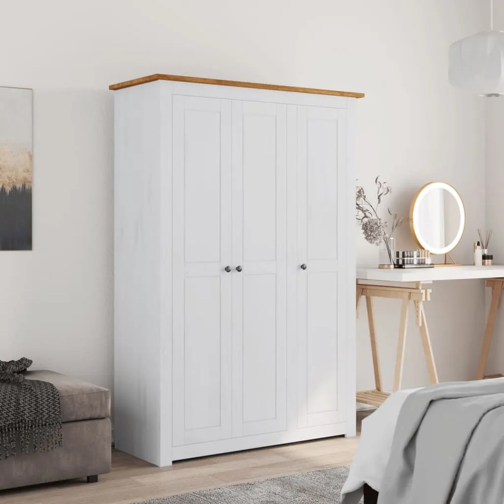 Armadio A 3 Ante Bianco 118x50x171,5cm İn Pino Panama Range /