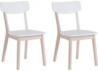 Set di 2 sedie da pranzo bianche con gambe in legno chiaro in stile retr moderno