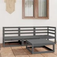 Set Divani da Giardino 4 pz Grigio in Legno Massello di Pino 3075326