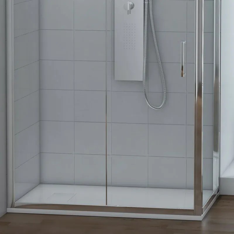 Box doccia 70x90 rettangolare fisso + scorrevole vetro trasparente 6 mm