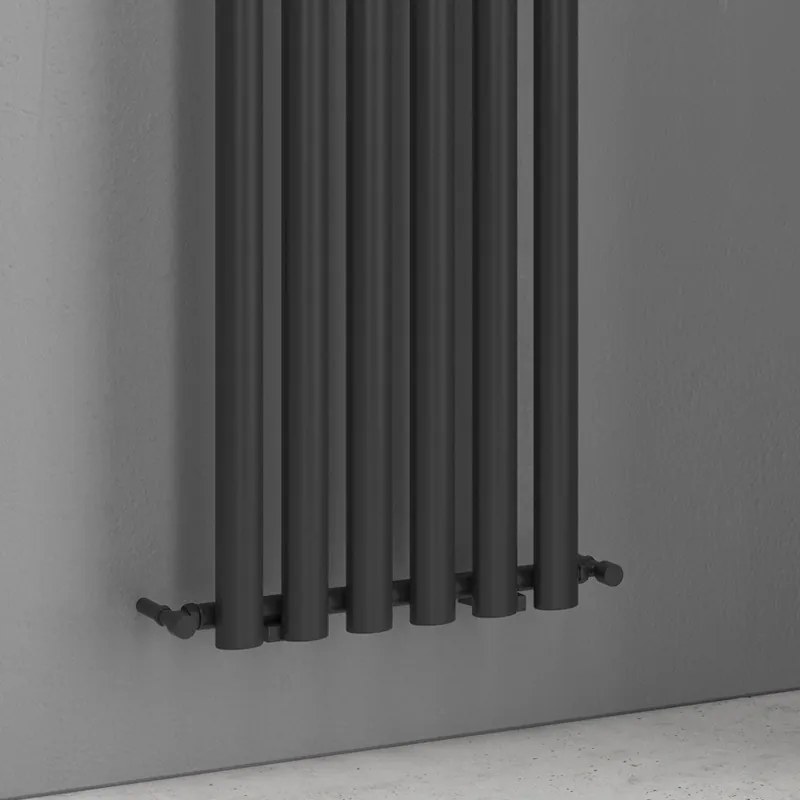 Kamalu - radiatore bagno 1800x420 mm colore nero opaco 6 elementi verticali kam-369n
