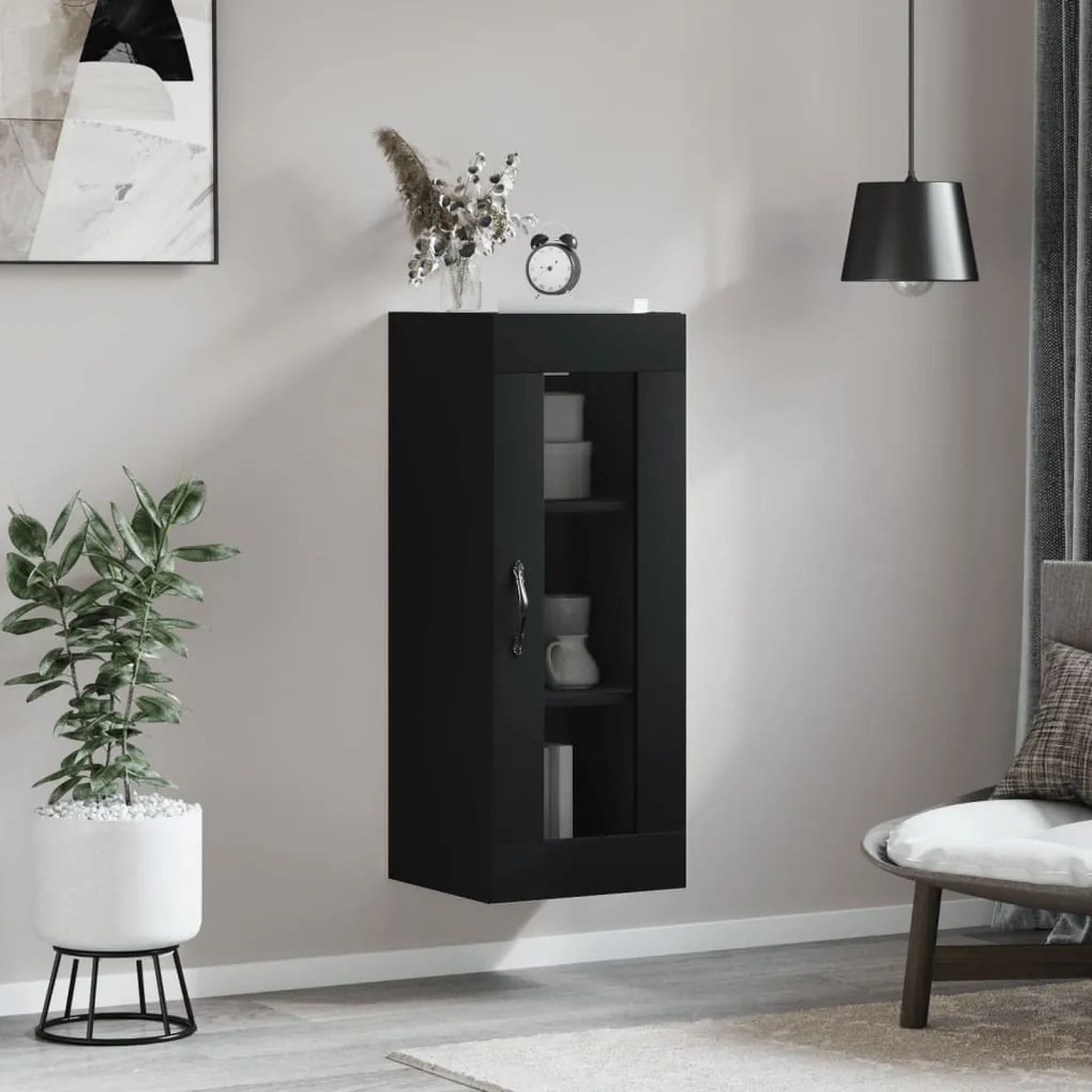 Mobile A Parete Nero 34,5x34x90 Cm /