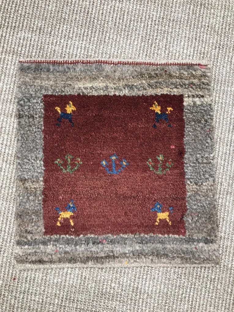Gabbeh Tappeto 40x40 Rosso (Iran) Annodato A Mano