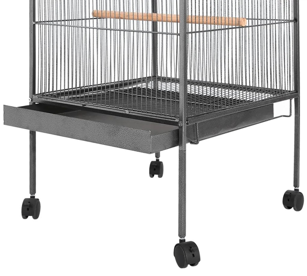 Gabbia per uccelli in acciaio con tetto 66x66x155 cm
