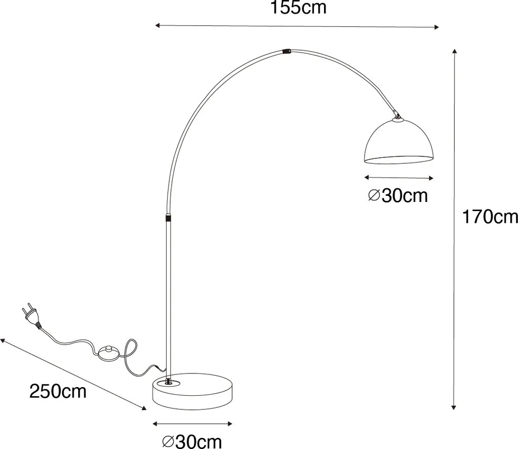 Lampada ad arco intelligente nera con vetro fumé incl. WiFi G95 - Arc