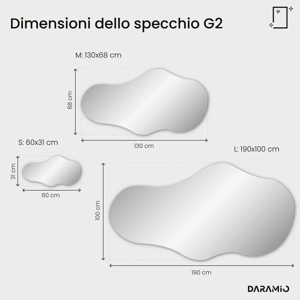 Specchio asimmetrico con luce LED G2