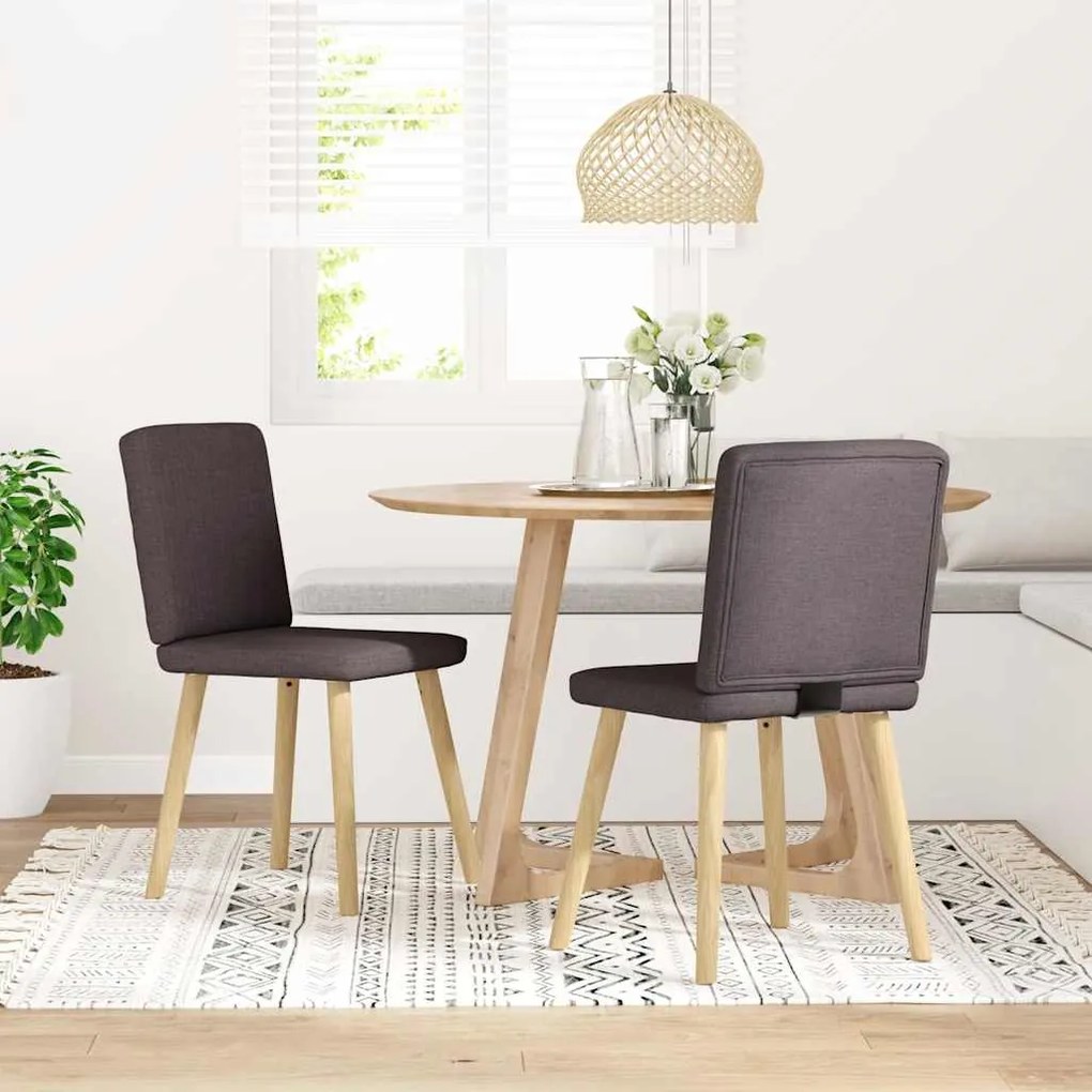 Sedie Da Pranzo 2 Pz Marrone Scuro İn Tessuto /