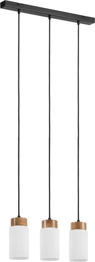 Lampadario sospeso su cavo MARKUS 3xE27/15W/230V nero/rovere