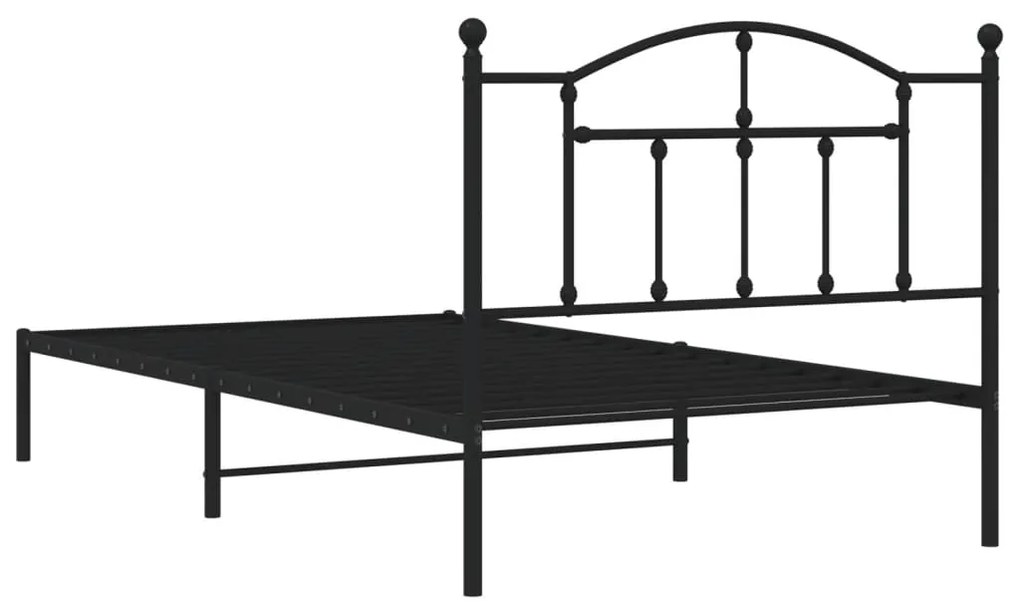 Giroletto con Testiera in Metallo Nero 107x203 cm