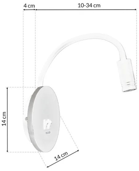 LED Lampada flessibile da parete con base USB 1xLED/8W+1xLED/2W/230V bianco/argento