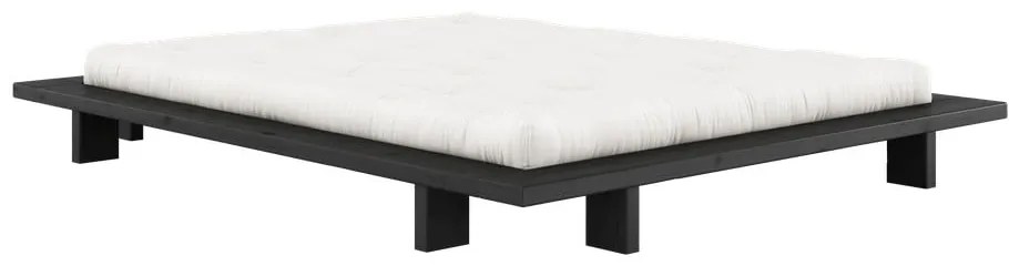 Letto matrimoniale nero in legno di pino con griglia 160x200 cm Japan - Karup Design