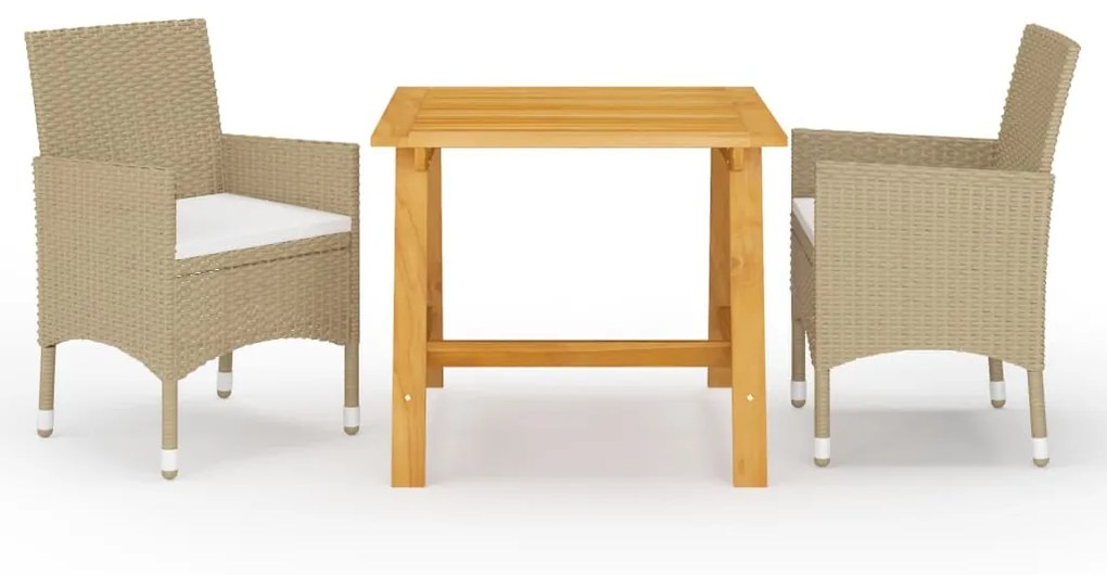 Set Mobili Da Pranzo Per Giardino 3 Pz Beige /