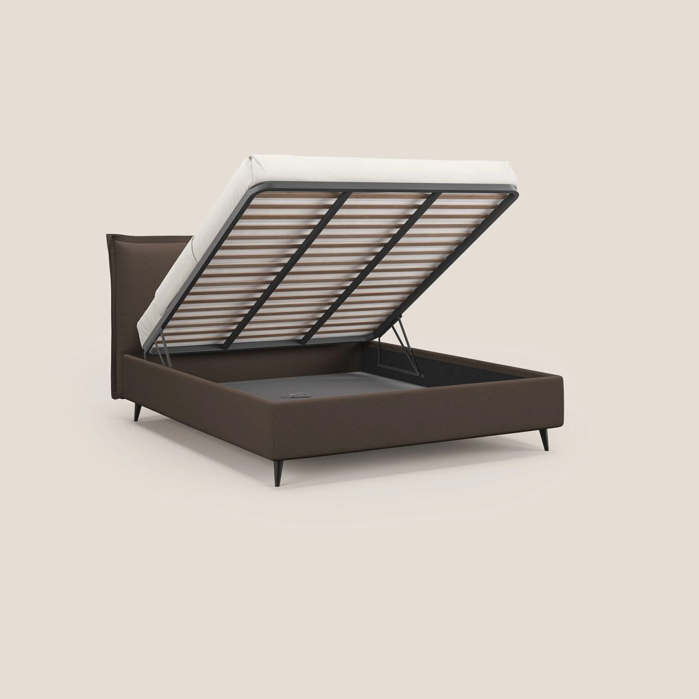 Hans letto contenitore imbottito minimal in tessuto simil cotone impermeabile T19 marrone