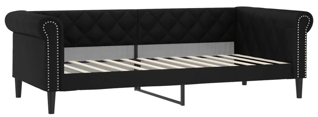 Divano letto estraibile con cassetti nero 90x200 cm similpelle