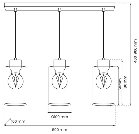 Lampadario a sospensione con filo MADERA 3xE27/60W/230V bianco/legno