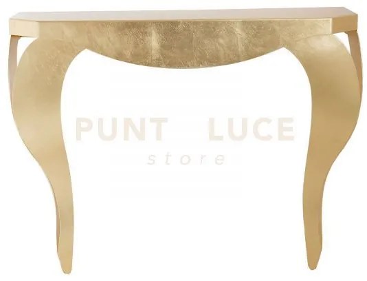 Consolle dal design armonico chippendale oro in ferro 100x30x80cmh