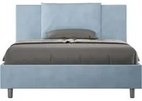 Letto imbottito Matrimoniale francese 140x210 cm Antea - Contenitore,Microfibra,Azzurro