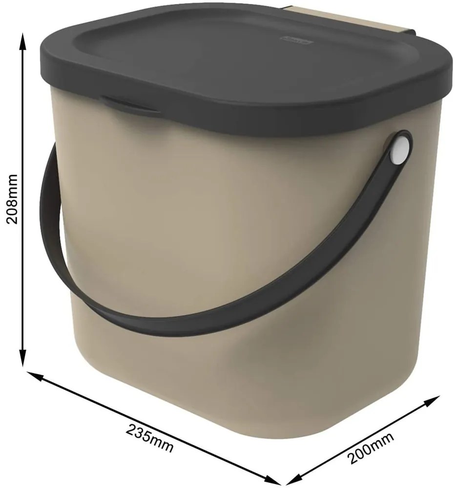 Bidone per l'umido marrone chiaro 6 l Albula – Rotho