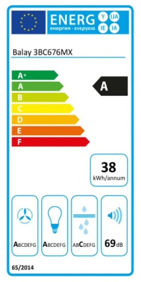 Cappa Classica Balay 3BC676MX 75 cm 600 m3/h 69 dB 220W Acciaio