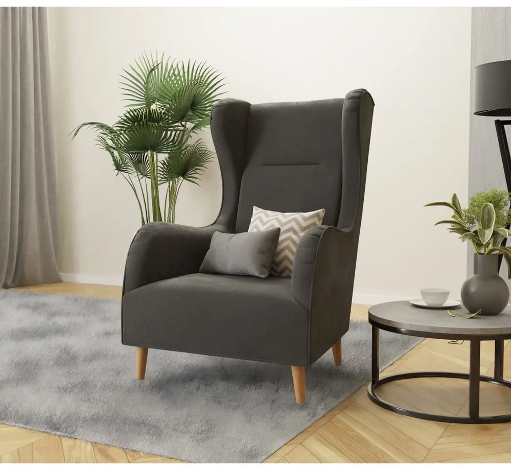 Poltrona in velluto grigio scuro Carole - Ropez