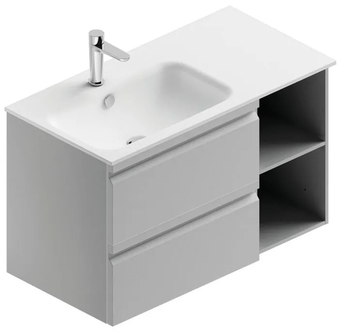 Mobile sottolavabo e lavabo Pull per vasca a sinistra grigio artico opaco in mdf L 90 x H 56 x P 46 cm 2 cassetti