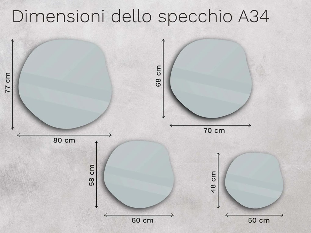 Specchio organico LED con illuminazione A34 50×48