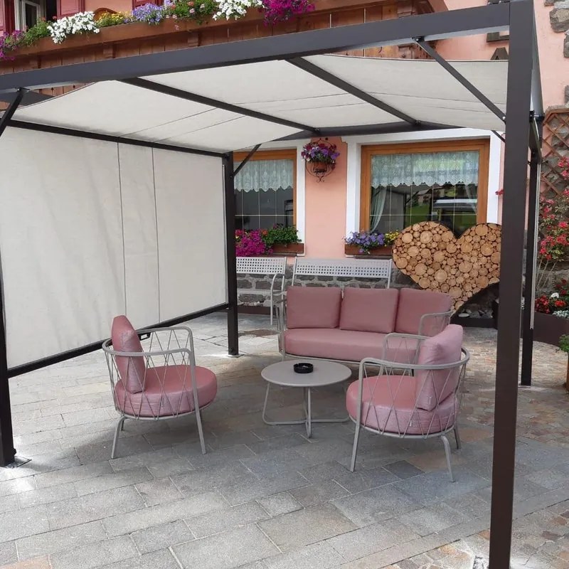 Pergola STAND RELAX in alluminio grigio antracite copertura mobile ecru L 300 x P 300 x H 230 cm