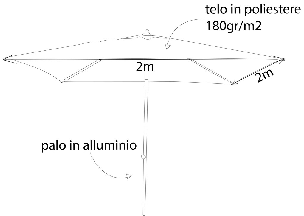 SERTUM - ombrellone da giardino palo centrale 2 x 2