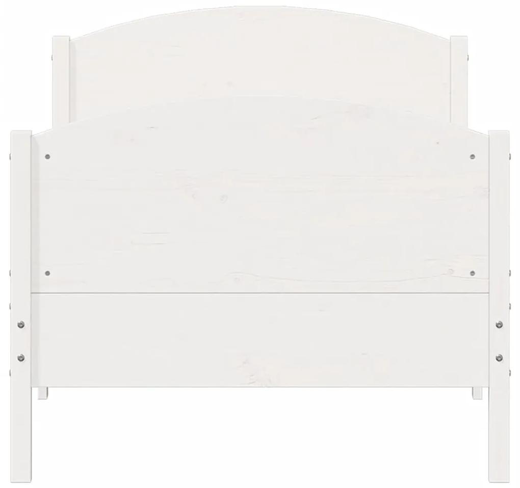 Giroletto con Testiera Bianco 90x190 cm Legno Massello di Pino