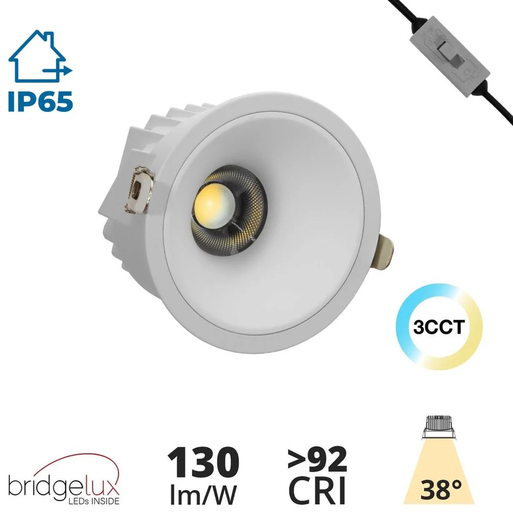 Faro Incasso 18W Foro Ø95mm IP65 Bridgelux LED CCT Bianco Variabile Colore Bianco Variabile CCT