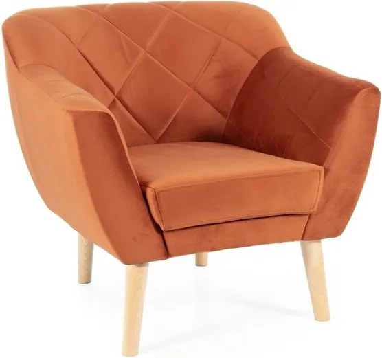Poltrona Karo 1 Velvet in velluto color cannella con gambe in legno naturale – 78x75x76 cm