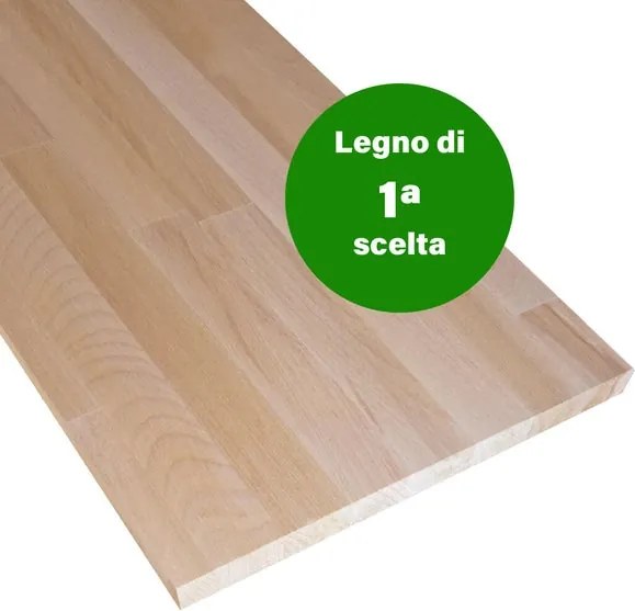 Tavola lamellare in legno di faggio, 1° scelta L 60 x 250 cm x Sp 30 mm