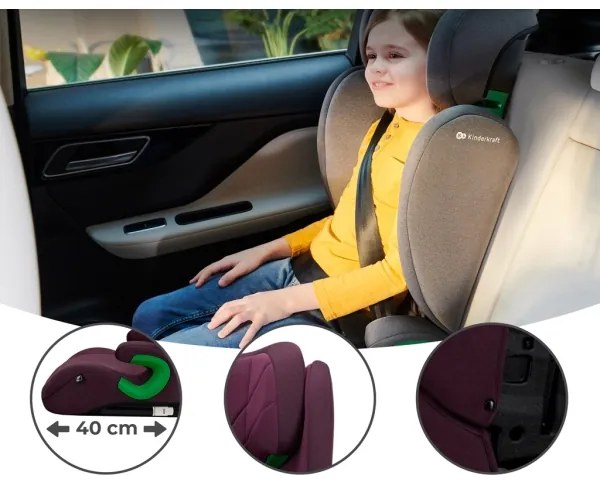 KINDERKRAFT - Seggiolino auto JUNIOR FIX 2 (100-150 cm) Cherry pearl