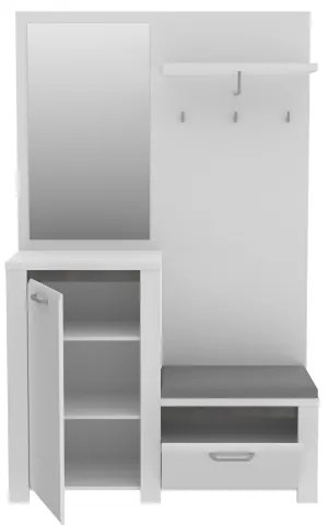 Parete attrezzata per ingresso con specchio HIRO bianco/grigio