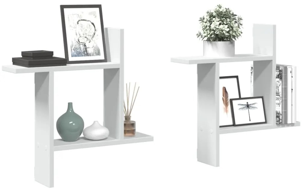 Mensole A Muro 2 Pz Bianche 50x12x50 Cm İn Truciolato /