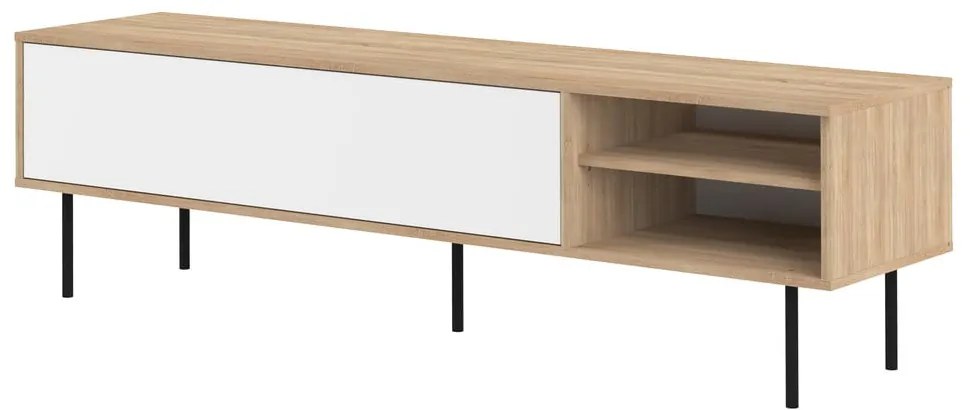 Tavolo TV in rovere decorato in bianco e naturale 165x40 cm Ampère - TemaHome