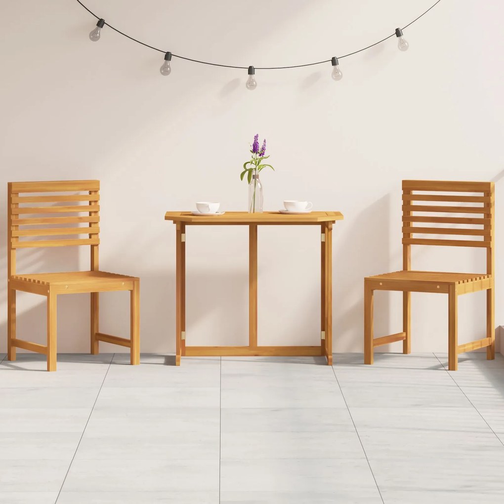 Set bistro da giardino 3 pezzi in legno massello di acacia di