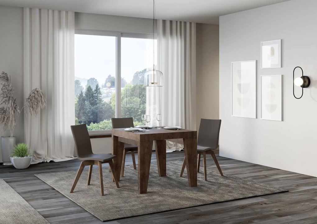 Tavolo allungabile Naxy made in italy itamoby in diverse dimensioni e finiture, Noce / 90x90/246 cm