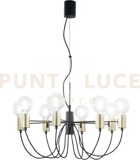 Lampadario a sospensione axon nera e oro 8 luci attacco e27 66x7,5x...