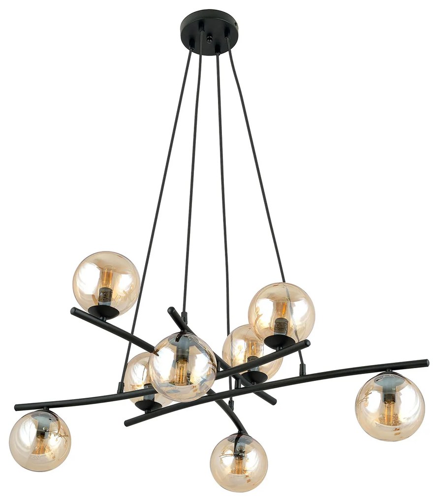 Lampadario Moderno Cadmo Acciaio Nero 8 Luci E14 Ip20