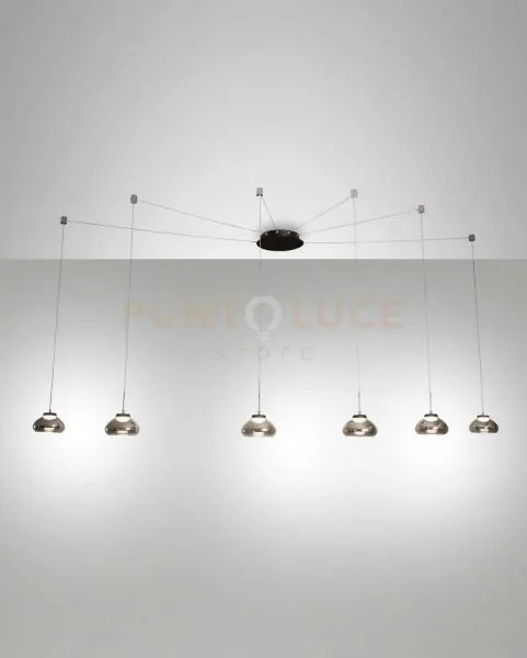 Arabella sospensione fume' 6 luci a led 3000k - 48w - 4530 lm dimme...