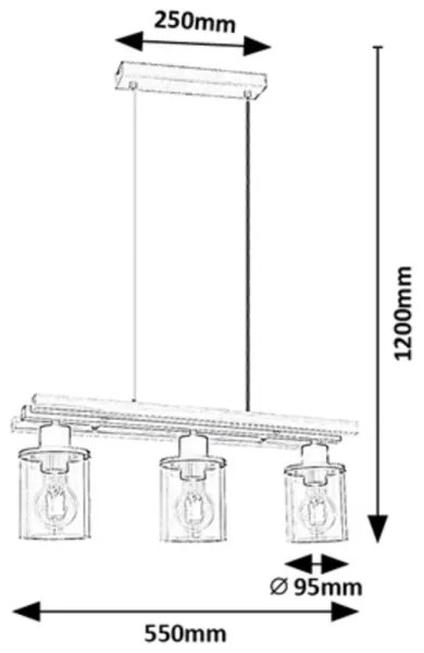 Rabalux 72083 - Lampadario a cavo NIYLAH 3xE27/25W/230V